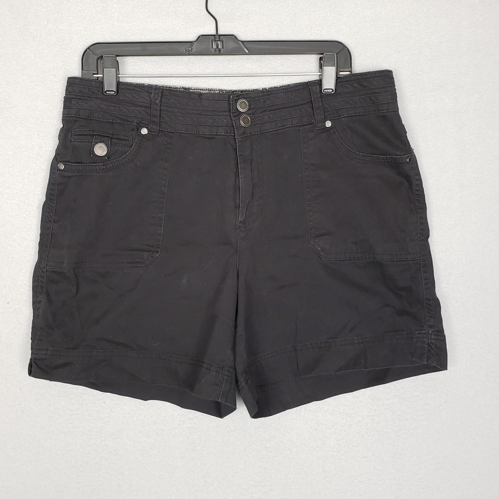 Dakota Blue Cotton Chino Shorts Black Flap Pockets Casual Summer Staple Size 12